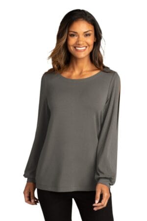 STERLING GREY LK5600 port authority ladies luxe knit jewel neck top