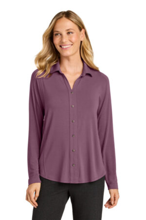 PURPLE MIST LK5602 port authority women's luxe knit button tunic