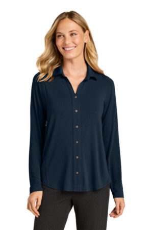 RIVER BLUE NAVY LK5602 port authority women's luxe knit button tunic