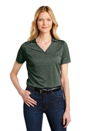 DEEP FOREST GREEN LK585 port authority ladies shadow stripe polo