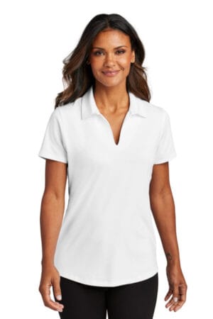 WHITE LK683 port authority women's city stretch polo