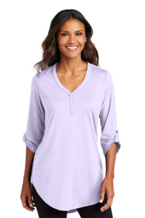 BRIGHT LAVENDER LK6840 port authority women's city stretch 3/4-sleeve tunic