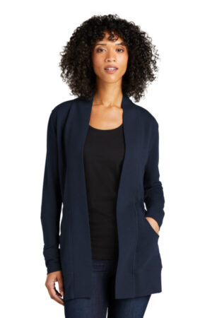 RIVER BLUE NAVY LK825 port authority ladies microterry cardigan