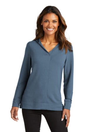 DUSK BLUE LK826 port authority ladies microterry pullover hoodie