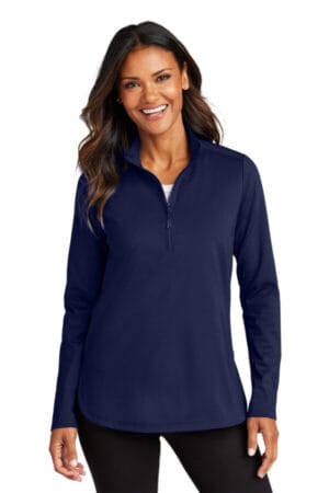 TRUE NAVY LK880 port authority women's c-free double knit 1/4-zip