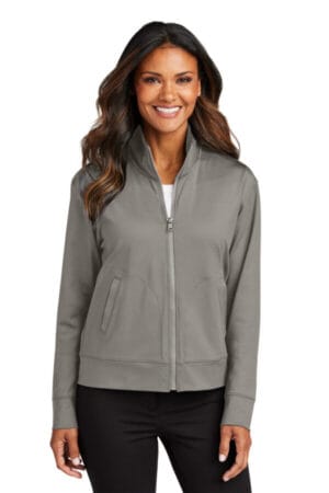 SMOKE GREY LK881 port authority women's c-free double knit full-zip