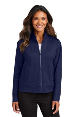 TRUE NAVY LK881 port authority women's c-free double knit full-zip