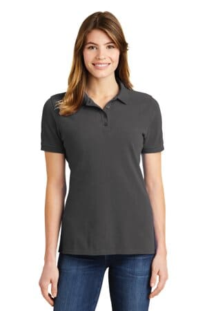 CHARCOAL LKP1500 port & company ladies combed ring spun pique polo