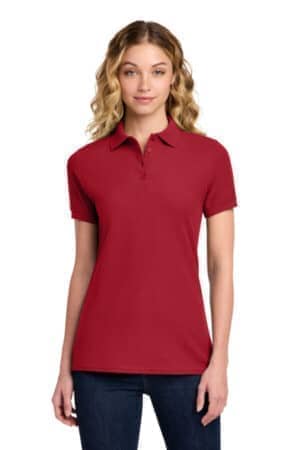 RED LKP155 port & co women's core blend pique polo