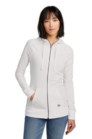 WHITE LNEA122 new era ladies sueded cotton blend full-zip hoodie