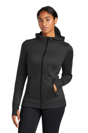 BLACK LNEA522 new era ladies venue fleece full-zip hoodie