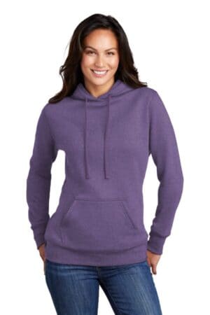 HEATHER PURPLE LPC78H port & company ladies core fleece pullover hooded sweatshirt