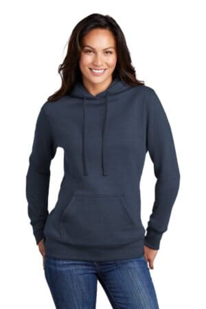 NAVY LPC78H port & company ladies core fleece pullover hooded sweatshirt