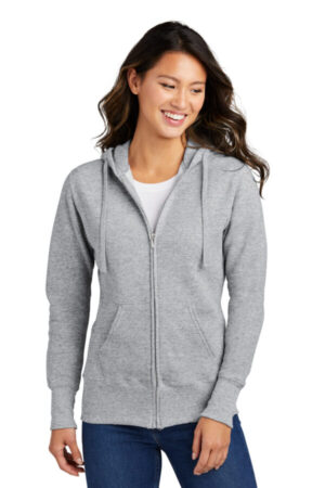 ATHLETIC HEATHER LPC78ZH port & company ladies core fleece full-zip hooded sweatshirt