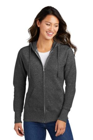 DARK HEATHER GREY LPC78ZH port & company ladies core fleece full-zip hooded sweatshirt