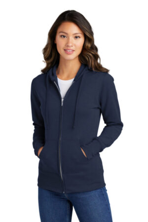 NAVY LPC78ZH port & company ladies core fleece full-zip hooded sweatshirt