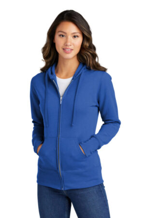 ROYAL LPC78ZH port & company ladies core fleece full-zip hooded sweatshirt