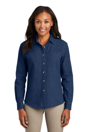 LSP10 port & company women's long sleeve value denim shirt