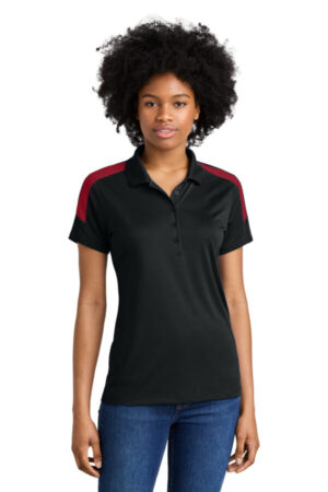 BLACK/ DEEP RED LST104 sport-tek women's competitor united polo