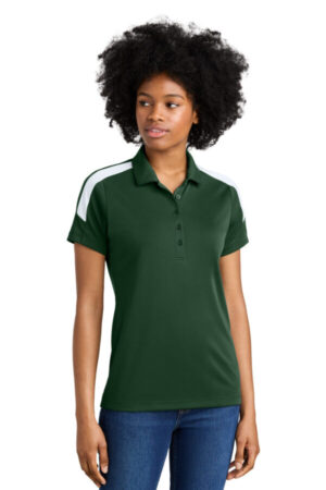 FOREST GREEN/ WHITE LST104 sport-tek women's competitor united polo