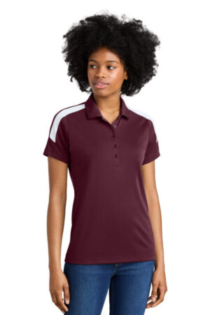 MAROON/ WHITE LST104 sport-tek women's competitor united polo