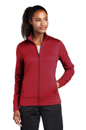 DEEP RED LST241 sport-tek ladies sport-wick fleece full-zip jacket