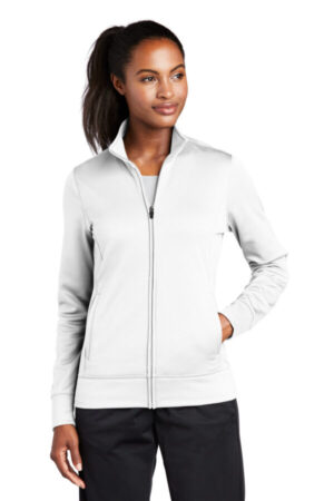 WHITE LST241 sport-tek ladies sport-wick fleece full-zip jacket