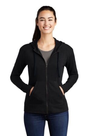 BLACK TRIAD SOLID LST293 sport-tek ladies posicharge tri-blend wicking fleece full-zip hooded jacket