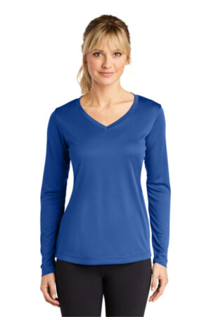 TRUE ROYAL LST353LS sport-tek women's long sleeve posicharge competitor v-neck tee