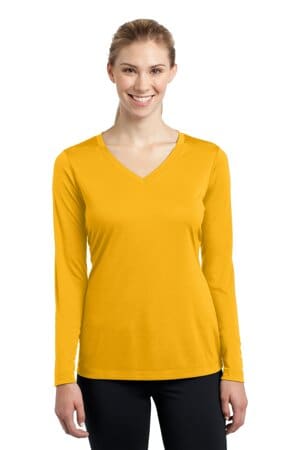GOLD LST353LS sport-tek ladies long sleeve posicharge competitor v-neck tee