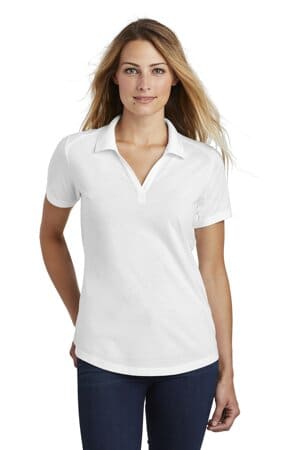 WHITE TRIAD SOLID LST405 sport-tek ladies posicharge tri-blend wicking polo