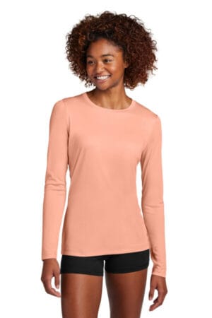 SOFT CORAL LST420LS sport-tek women's posi-uv pro long sleeve