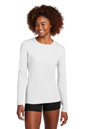 WHITE LST420LS sport-tek women's posi-uv pro long sleeve