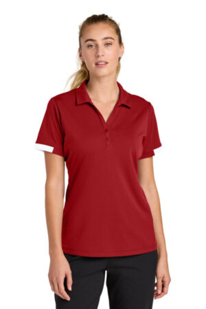 DEEP RED/ WHITE LST444 sport-tek women's club colorblock polo