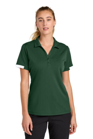FOREST GREEN/ WHITE LST444 sport-tek women's club colorblock polo