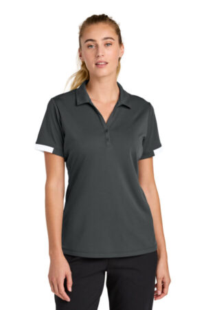 IRON GREY/ WHITE LST444 sport-tek women's club colorblock polo