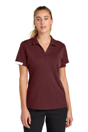 MAROON/ WHITE LST444 sport-tek women's club colorblock polo