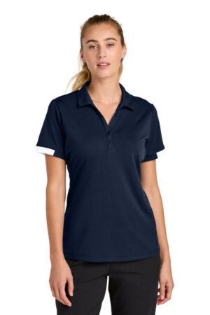 TRUE NAVY/ WHITE LST444 sport-tek women's club colorblock polo