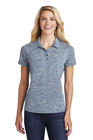 TRUE NAVY ELECTRIC LST590 sport-tek ladies posicharge electric heather polo