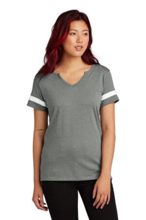 VINTAGE HEATHER/ WHITE LST6041 sport-tek women's halftime notch neck tee