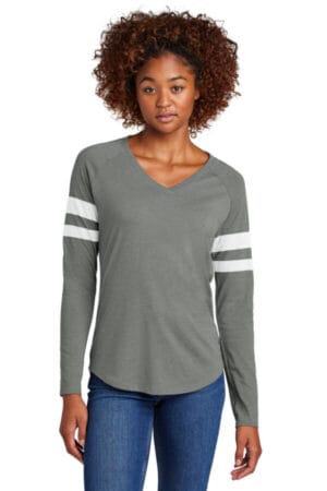 LST6043 sport-tek women's halftime stripe long sleeve v-neck tee