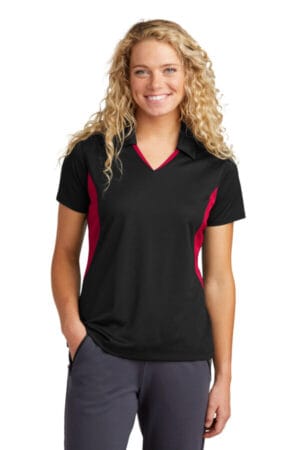 LST655 sport-tek women's side blocked micropique sport-wick polo