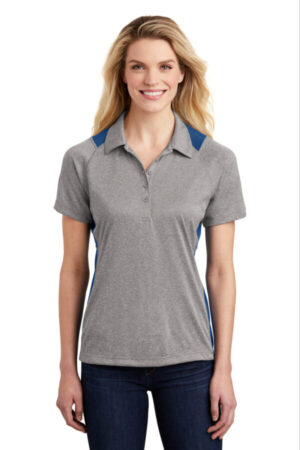 VINTAGE HEATHER/ ROYAL LST665 sport-tek women's heather colorblock contender polo