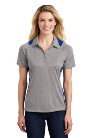 VINTAGE HEATHER/ TRUE ROYAL LST665 sport-tek women's heather colorblock contender polo