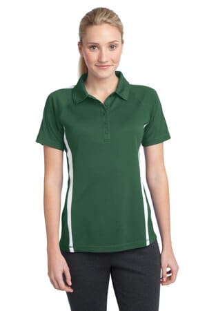 FOREST GREEN/ WHITE LST685 sport-tek ladies posicharge micro-mesh colorblock polo