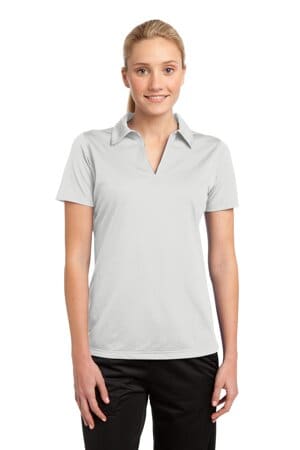 WHITE LST690 sport-tek ladies posicharge active textured polo