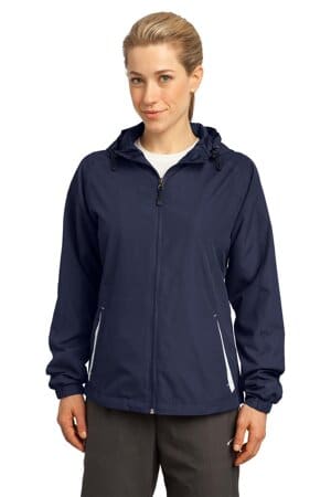 LST76 sport-tek ladies colorblock hooded raglan jacket