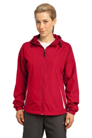 LST76 sport-tek ladies colorblock hooded raglan jacket