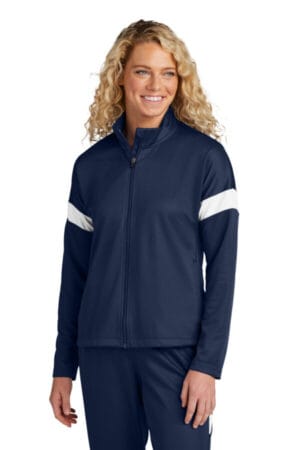 TRUE NAVY/ WHITE LST800 sport-tek women's travel full-zip jacket