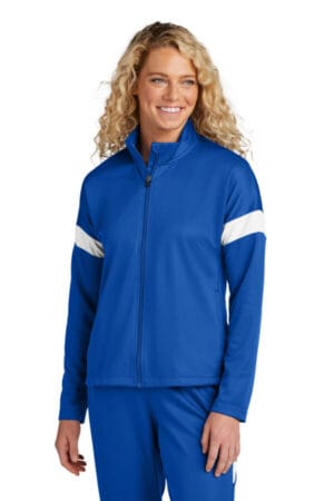 TRUE ROYAL/ WHITE LST800 sport-tek women's travel full-zip jacket